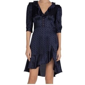 The Kooples Navy Blue Silk Mini Dress Medium